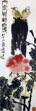 Pájaros Qi Baishi sobre tinta china antigua de flores Pinturas al óleo